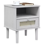 vidaXL Table de Chevet Meuble de Chambre à Coucher SENJA Effet Rotin Bois Massif de Pin, Bois d'Ingénierie - Table de Nuit