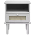 vidaXL Table de Chevet Meuble de Chambre à Coucher SENJA Effet Rotin Bois Massif de Pin, Bois d'Ingénierie - Table de Nuit