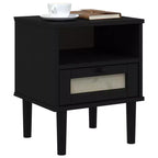 vidaXL Table de Chevet Meuble de Chambre à Coucher SENJA Effet Rotin Bois Massif de Pin, Bois d'Ingénierie - Table de Nuit