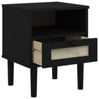 vidaXL Table de Chevet Meuble de Chambre à Coucher SENJA Effet Rotin Bois Massif de Pin, Bois d'Ingénierie - Table de Nuit