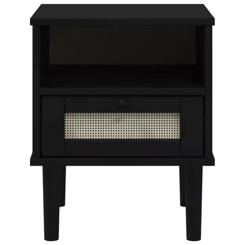 vidaXL Table de Chevet Meuble de Chambre à Coucher SENJA Effet Rotin Bois Massif de Pin, Bois d'Ingénierie - Table de Nuit