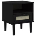 vidaXL Table de Chevet Meuble de Chambre à Coucher SENJA Effet Rotin Bois Massif de Pin, Bois d'Ingénierie - Table de Nuit