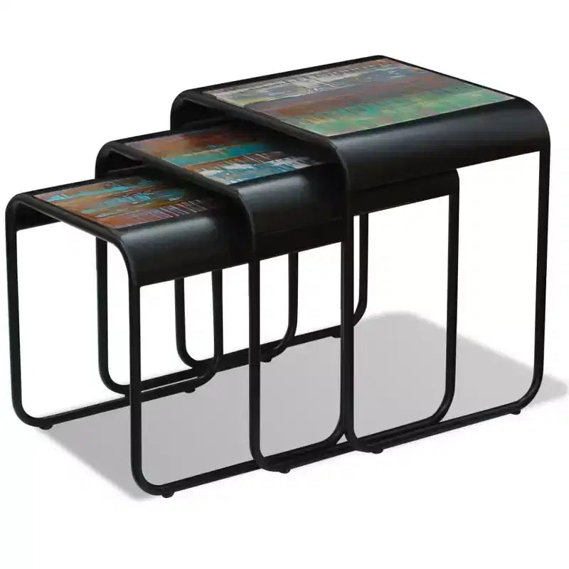 vidaXL Tables basses gigognes trois pièces en bois de récupération massif