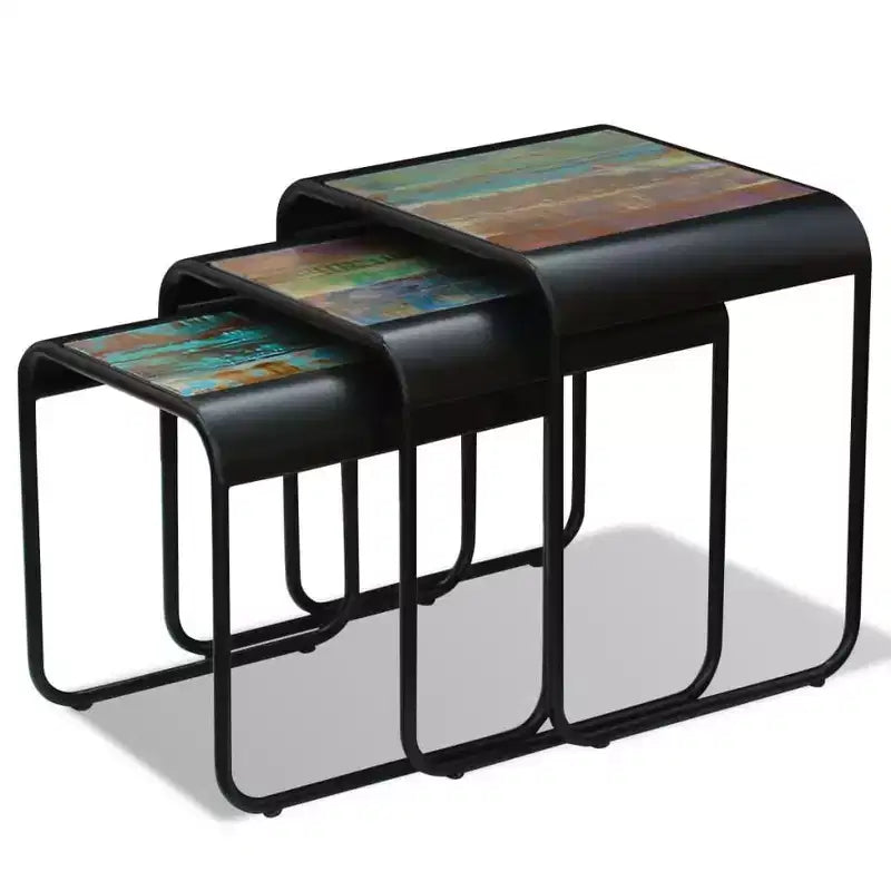 vidaXL Tables basses gigognes trois pièces en bois de récupération massif
