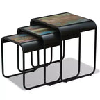 vidaXL Tables basses gigognes trois pièces en bois de récupération massif