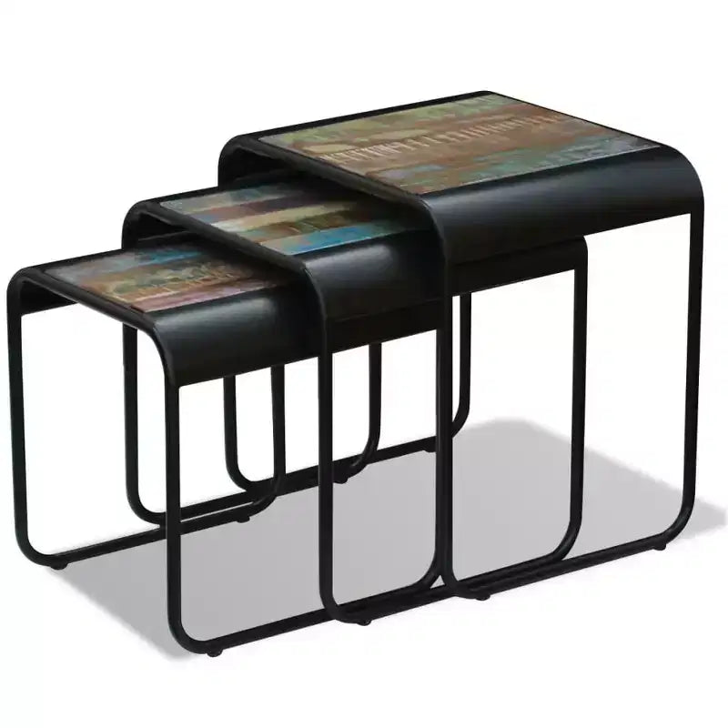 vidaXL Tables basses gigognes trois pièces en bois de récupération massif