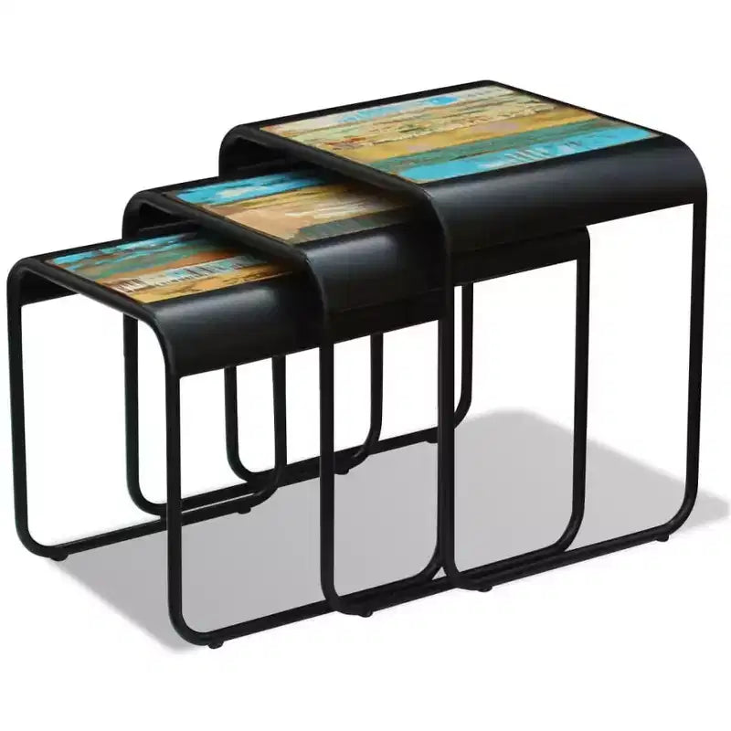 vidaXL Tables basses gigognes trois pièces en bois de récupération massif