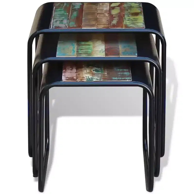 vidaXL Tables basses gigognes trois pièces en bois de récupération massif