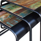 vidaXL Tables basses gigognes trois pièces en bois de récupération massif