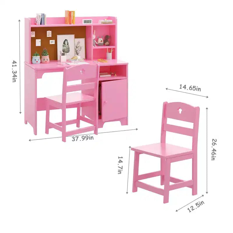 Bureau et chaise d'étude pour enfants avec rangementEnsemble table d'apprentissage ergonomique pour enfants avec étagère et organisateur - Construction en bois d'ingénierie