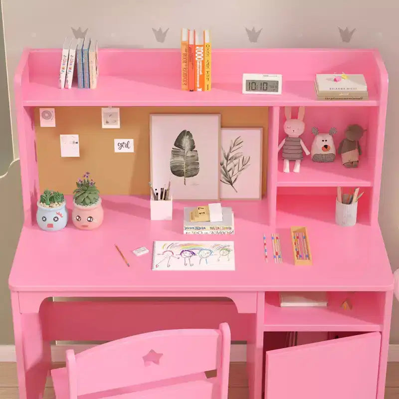 Bureau et chaise d'étude pour enfants avec rangementEnsemble table d'apprentissage ergonomique pour enfants avec étagère et organisateur - Construction en bois d'ingénierie