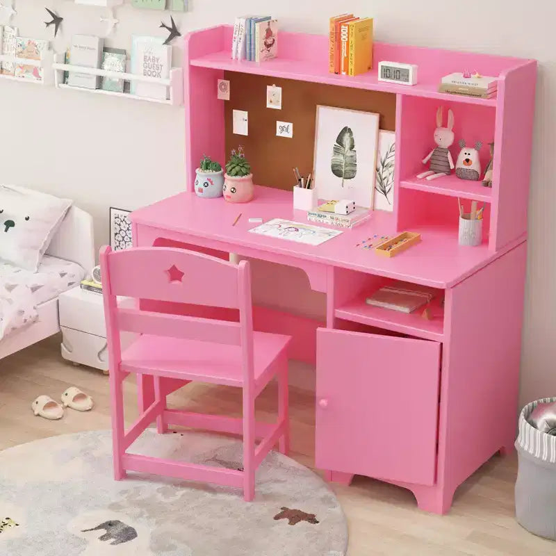 Bureau et chaise d'étude pour enfants avec rangementEnsemble table d'apprentissage ergonomique pour enfants avec étagère et organisateur - Construction en bois d'ingénierie