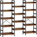 3 Sets of 5-layer Bookshelves, Open Display Racks and Metal-framed Industrial Wide Bookshelves, Suitable for Various Scenarios.