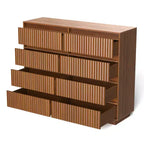 KOLIGEY Commode 8 tiroirs 132 cm de large avec panneau cannelé ondulé