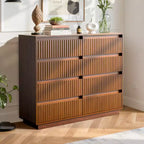 KOLIGEY Commode 8 tiroirs 132 cm de large avec panneau cannelé ondulé