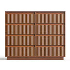 KOLIGEY Commode 8 tiroirs 132 cm de large avec panneau cannelé ondulé