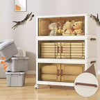 AEELLEEA Bacs de rangement empilables, pliables, avec couvercles, portes et roulettes - Armoire de rangement pliable pour la maison, le dortoir et le bureau