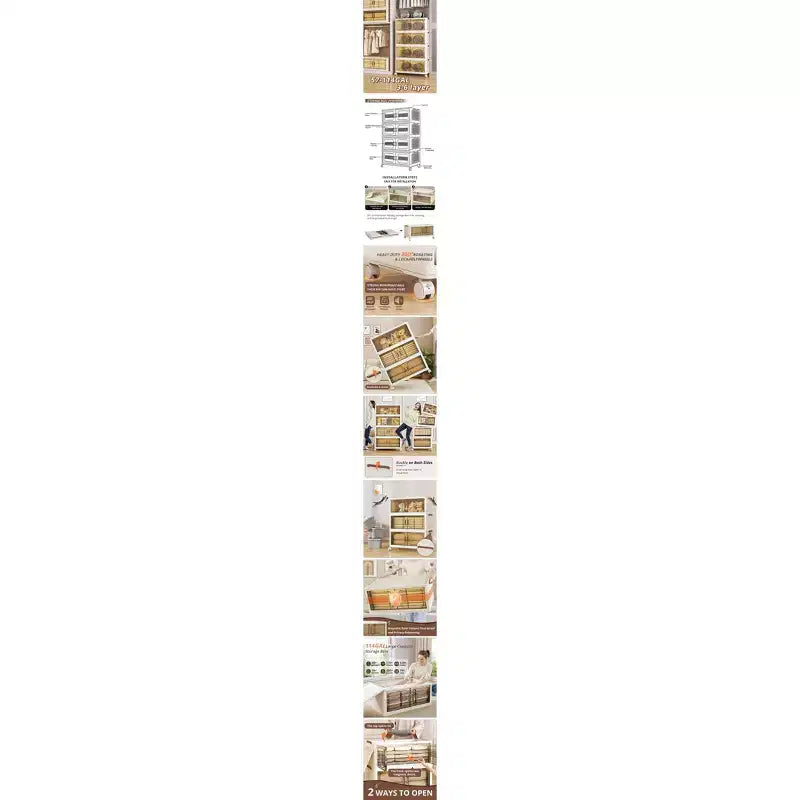 AEELLEEA Bacs de rangement empilables, pliables, avec couvercles, portes et roulettes - Armoire de rangement pliable pour la maison, le dortoir et le bureau