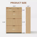 Meuble à chaussures cannelé avec 2 tiroirs basculants, Organisateur de chaussures en bois mince, Meuble d'entrée étroit avec rangement pour petits espaces, Couloir