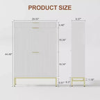 Meuble à chaussures cannelé avec 2 tiroirs basculants, Organisateur de chaussures en bois mince, Meuble d'entrée étroit avec rangement pour petits espaces, Couloir