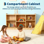 Étagère de rangement Montessori 6 compartiments pour jouets et livres avec diviseurs ajustables, finition naturelle, pour salle de jeux et salle de classe pour enfants