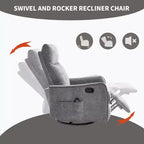 Fauteuil inclinable manuel Chenille Orange de massage chauffant avec fonction bascule et pivot en tissu pour salon