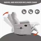 Fauteuil inclinable manuel Chenille Orange de massage chauffant avec fonction bascule et pivot en tissu pour salon