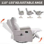 Fauteuil inclinable manuel Chenille Orange de massage chauffant avec fonction bascule et pivot en tissu pour salon