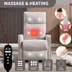 Fauteuil inclinable manuel Chenille Orange de massage chauffant avec fonction bascule et pivot en tissu pour salon