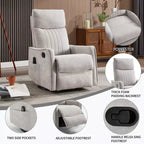 Fauteuil inclinable manuel Chenille Orange de massage chauffant avec fonction bascule et pivot en tissu pour salon