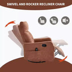 Fauteuil inclinable manuel Chenille Orange de massage chauffant avec fonction bascule et pivot en tissu pour salon