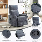 Fauteuil inclinable manuel Chenille Orange de massage chauffant avec fonction bascule et pivot en tissu pour salon