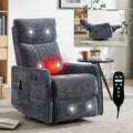 Fauteuil inclinable manuel Chenille Orange de massage chauffant avec fonction bascule et pivot en tissu pour salon