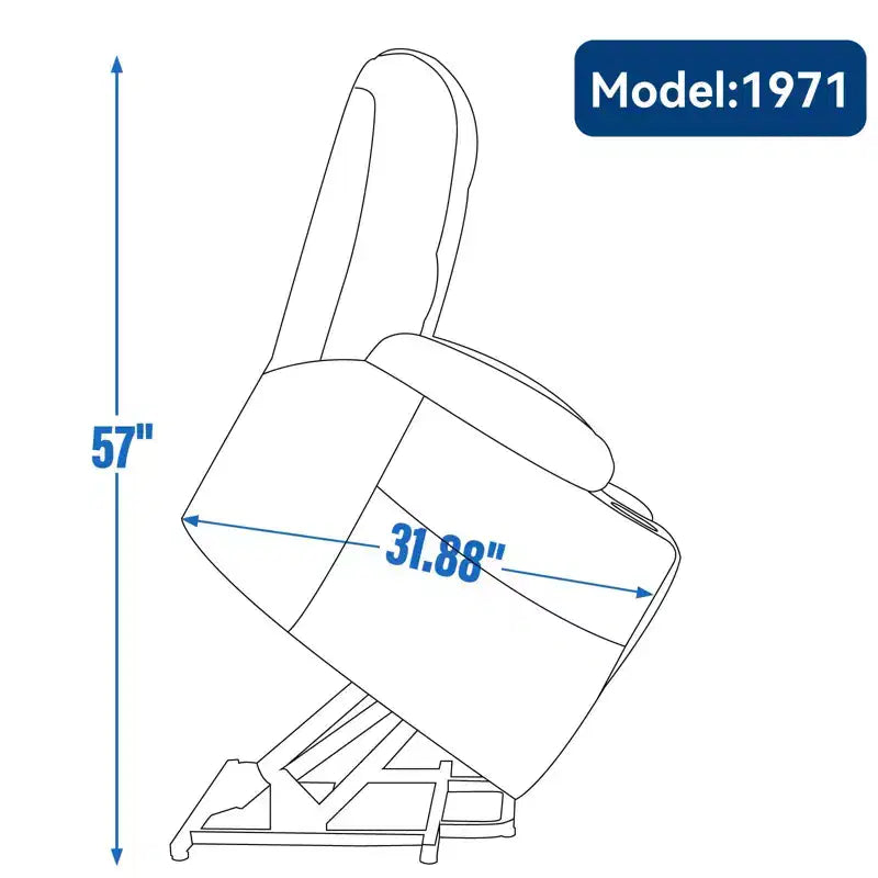 Fauteuil releveur inclinable large en chenille grise avec massage et chaleur, 2 porte-gobelets en acier pour personnes âgées