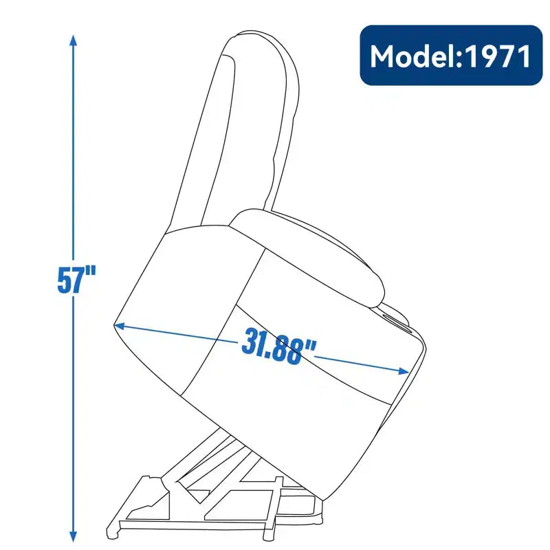 Fauteuil releveur inclinable large en chenille grise avec massage et chaleur, 2 porte-gobelets en acier pour personnes âgées