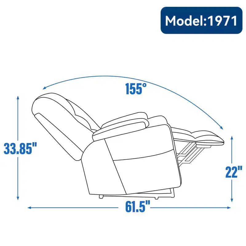 Fauteuil releveur inclinable large en chenille grise avec massage et chaleur, 2 porte-gobelets en acier pour personnes âgées