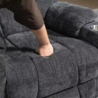 Fauteuil releveur inclinable large en chenille grise avec massage et chaleur, 2 porte-gobelets en acier pour personnes âgées