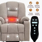 Fauteuil releveur inclinable large en chenille grise avec massage et chaleur, 2 porte-gobelets en acier pour personnes âgées