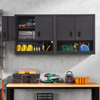 Armoire murale avec étagère réglable, casier de garage en acier robuste avec portes magnétiques verrouillables, armoire à outils murale pour entrepôt ou maison