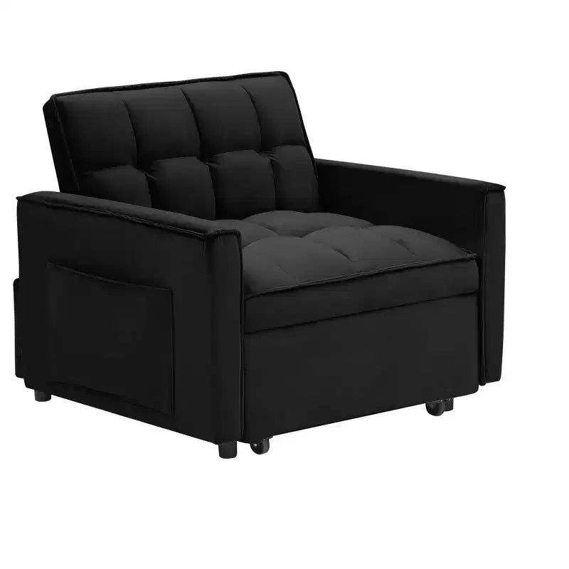 MAYEERTY Canapé-lit Futon Pliable - Dossier Réglable avec Roues et Sangle, Design Compact et Polyvalent pour Petits Espaces Noir