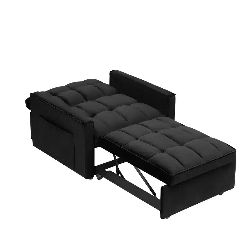 MAYEERTY Canapé-lit Futon Pliable - Dossier Réglable avec Roues et Sangle, Design Compact et Polyvalent pour Petits Espaces Noir