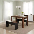 FurnitureR Ensemble Table à Manger 120 cm avec 2 Bancs, Table et Bancs Modernes en Bois MDF, Mobilier de Salle à Manger Peu Encombrant pour Cuisine et Salle à Manger