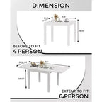 Ensemble de salle à manger d'extérieur extensible pour 4 à 6 personnes, table de patio extensible de 80 à 160 cm, cadre rectangulaire en aluminium, plateau aspect bois