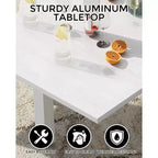 Ensemble de salle à manger d'extérieur extensible pour 4 à 6 personnes, table de patio extensible de 80 à 160 cm, cadre rectangulaire en aluminium, plateau aspect bois