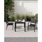 Ensemble de salle à manger d'extérieur extensible pour 4 à 6 personnes, table de patio extensible de 80 à 160 cm, cadre rectangulaire en aluminium, plateau aspect bois