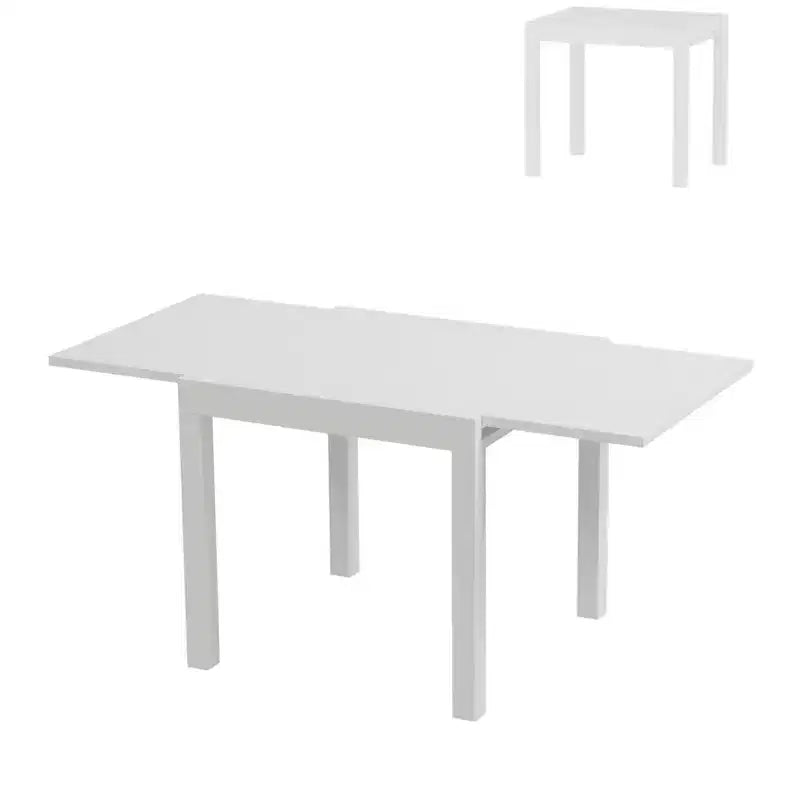 Ensemble de salle à manger d'extérieur extensible pour 4 à 6 personnes, table de patio extensible de 80 à 160 cm, cadre rectangulaire en aluminium, plateau aspect bois