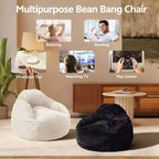 Okak Grands poufs pour adultes, canapé pouf avec housse amovible, fauteuil confortable en mousse haute densité, pouf canapé pour chambre à coucher