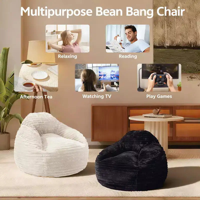 Okak Grands poufs pour adultes, canapé pouf avec housse amovible, fauteuil confortable en mousse haute densité, pouf canapé pour chambre à coucher