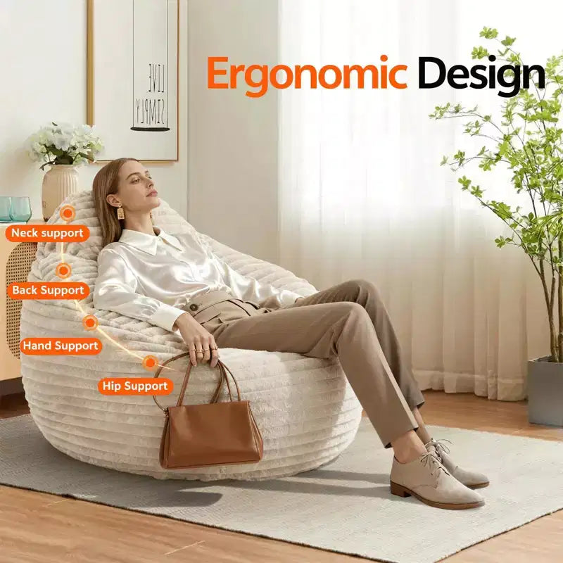 Okak Grands poufs pour adultes, canapé pouf avec housse amovible, fauteuil confortable en mousse haute densité, pouf canapé pour chambre à coucher