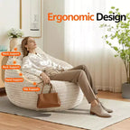 Okak Grands poufs pour adultes, canapé pouf avec housse amovible, fauteuil confortable en mousse haute densité, pouf canapé pour chambre à coucher